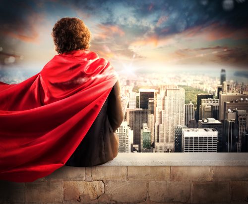 Lonely superhero above the city lacking Genuine Connection
